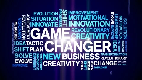 Game Changer animated word cloud,animation kinetic tag typography seamless loop Stock Footage 265679238