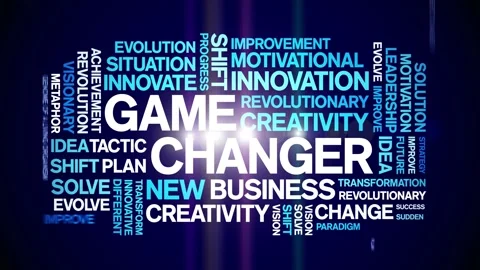 Game Changer animated word cloud,animation kinetic tag typography seamless loop Stock Footage 265679302