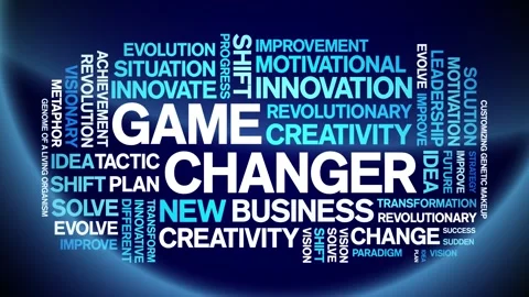 Game Changer animated word cloud,animation kinetic tag typography seamless loop Stock Footage 265679402