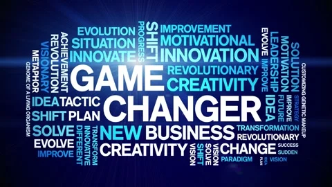 Game Changer animated word cloud,animation kinetic tag typography seamless loop Stock Footage 265679507