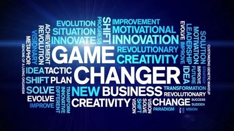 Game Changer animated word cloud,animation kinetic tag typography seamless loop Stock Footage 265679644
