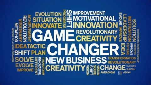 Game Changer animated word cloud,animation kinetic tag typography seamless loop Stock Footage 265679935