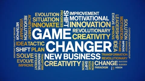 Game Changer animated word cloud,animation kinetic tag typography seamless loop Stock Footage 265680159