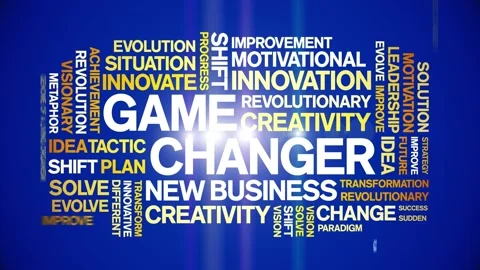 Game Changer animated word cloud,animation kinetic tag typography seamless loop Stock Footage 265680351