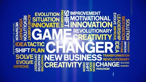 Game Changer animated word cloud,animation kinetic tag typography seamless loop Stock Footage 265680516