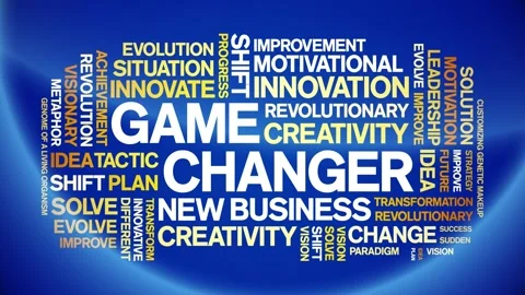 Game Changer animated word cloud,animation kinetic tag typography seamless loop Stock Footage 265680697