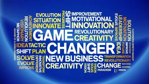 Game Changer animated word cloud,animation kinetic tag typography seamless loop Stock Footage 265680881