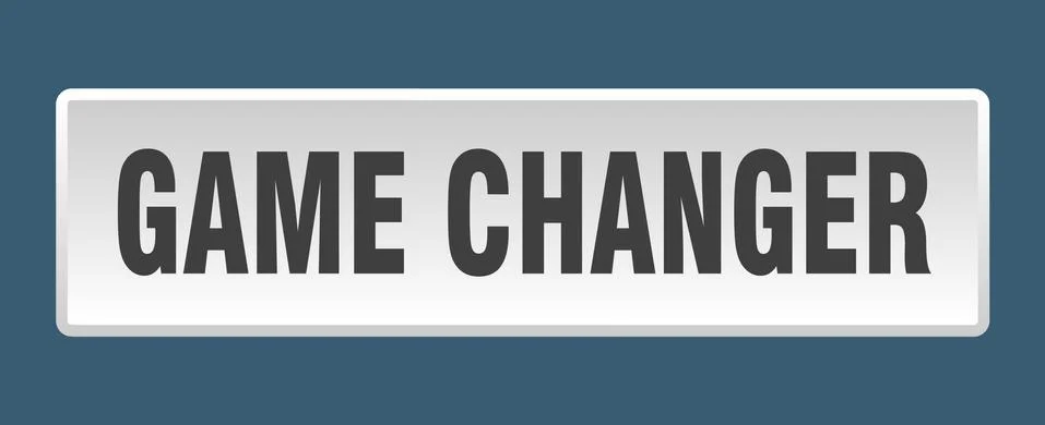 Game changer button. game changer square white push button Stockillustratie