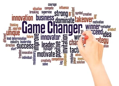 Game Changer word cloud hand writing concept Stock Photos