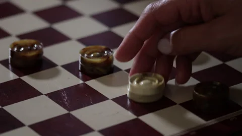 Game of Checkers. Final moves. Strategy or success concept Stock Footage 132671083