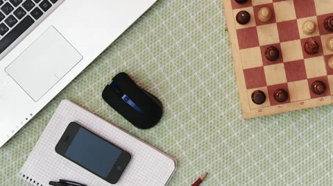 Game of chess on bussines table timelapse Stock Footage 64910969