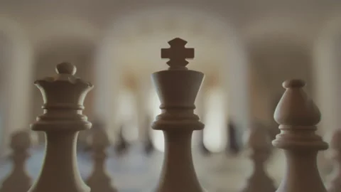 The game of chess. Close-up macro shot of chess pieces on the chessboard Stock Footage 221270312