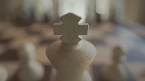 The game of chess. Close-up macro shot of chess pieces on the chessboard Stock Footage 221270375