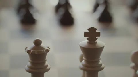 The game of chess. Close-up macro shot of chess pieces on the chessboard Stock Footage 221270420