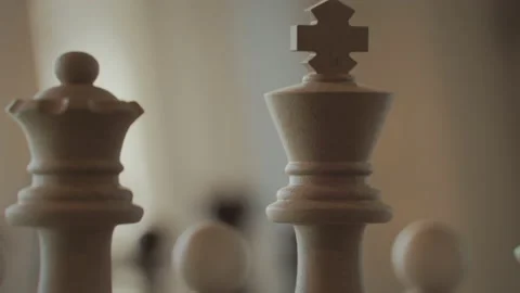 The game of chess. Close-up macro shot of chess pieces on the chessboard Stock Footage 221270444