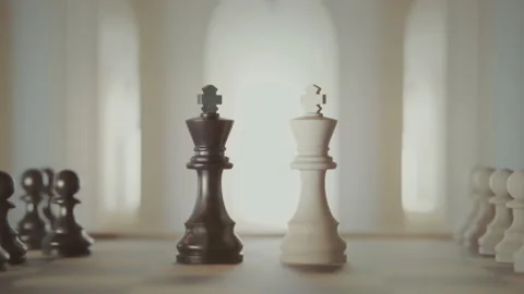 The game of chess. Close-up macro shot of chess pieces on the chessboard Stock Footage 225334427