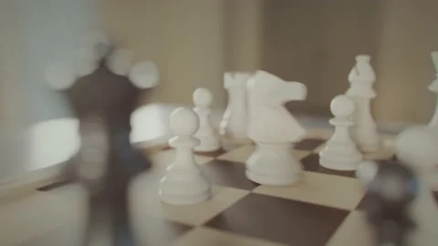 The game of chess. Close-up macro shot of chess pieces on the chessboard Stock Footage 225334725
