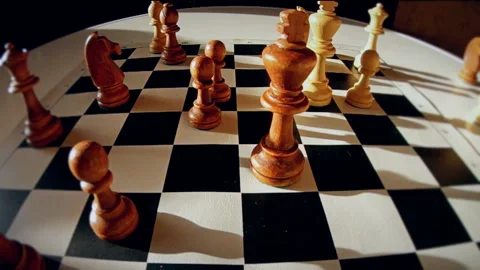 Game of chess, fall of the king, slow motion Stock Footage 120011792