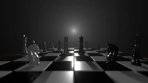 Game of chess. Figures on chessboard. Stock Footage 242982197