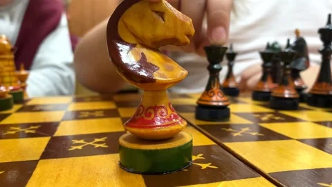 Game of chess. movement of a chess knight on a chessboard. video Video stock 166703692