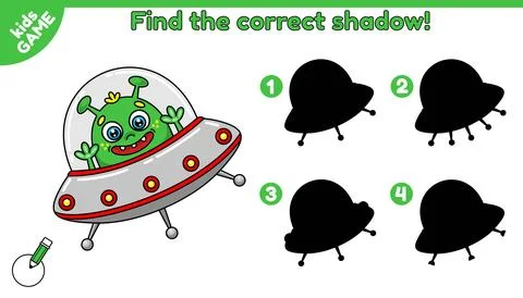 Game for children Find the correct shadow alien Stock Illustration