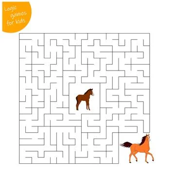 A game for children, a maze. Help the foal get to the horse s mother. Stock Illustration