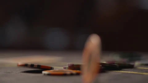 Game chips. The process of playing poker. Close-up Stock Footage 273033377