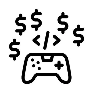 Game coding and sell icon vector outline illustration 스톡 일러스트