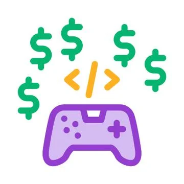 Game coding and sell icon vector outline illustration イラスト素材