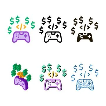 Game coding and set sell icon vector outline Illustrazione stock