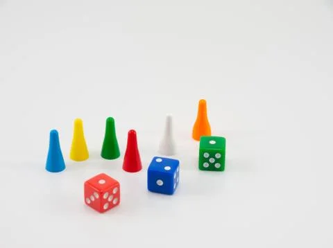 Game colored dice with rolling dice Foto stock