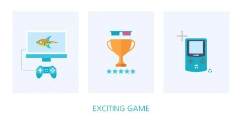Game concept icon set Stock Illustration