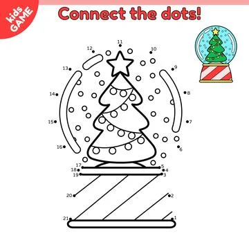 Game Connect the dots and draw snow glass ball Stock Illustration
