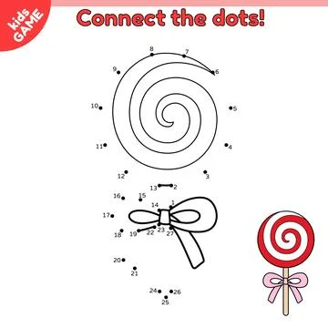 Game Connect the dots and draw Christmas lollipop Stock Illustration