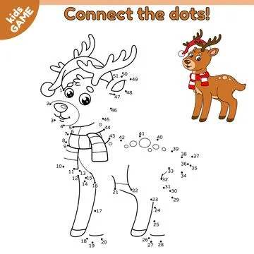 Game Connect the dots and draw Christmas deer Stock Illustration