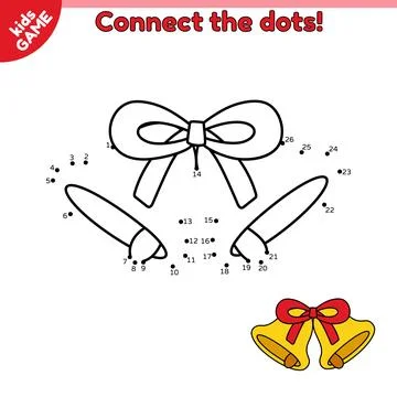Game Connect the dots and draw Christmas bells Stock Illustration