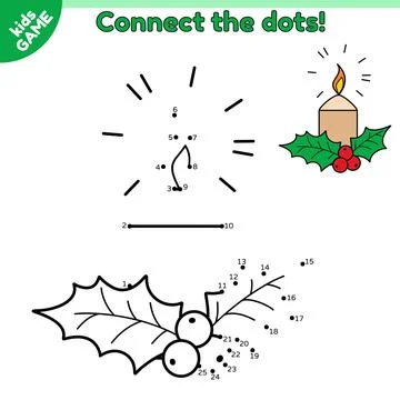 Game Connect the dots and draw Christmas candle Stock-Illustration
