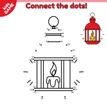 Game Connect the dots and draw Christmas lantern Stock-Illustration