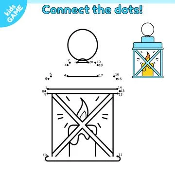 Game Connect the dots and draw Christmas lantern Stock Illustration