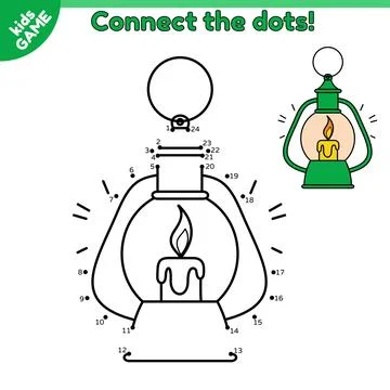 Game Connect the dots and draw Christmas lantern Stock Illustration
