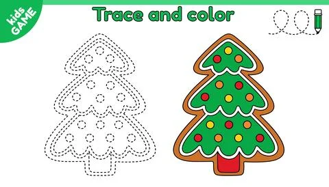 Game Connect dotted lines and draw a gingerbread Stock-Illustration