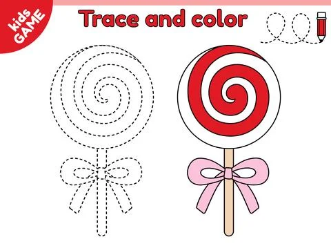 Game Connect dotted lines and draw Xmas lollipop Stock Illustration