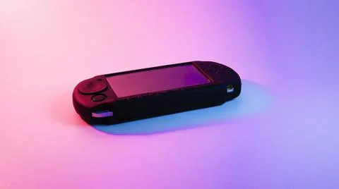 Game console the console. blue red backlight. cyberpunk Stock Photos