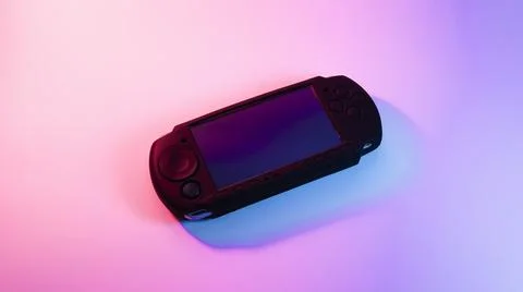 Game console the console. blue red backlight. cyberpunk Stock Photos