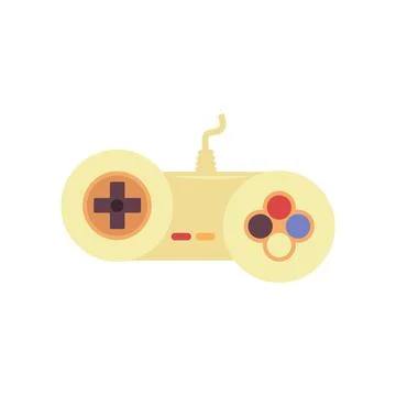 Game console controller with bright buttons, flat vector illustration isolated. Stock Illustration