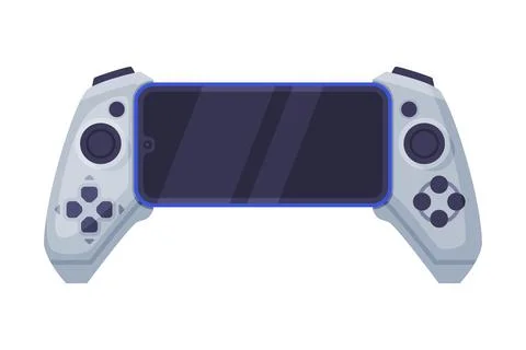 Game Console Controller with Display, Video Game Players Accessory Device Vector Illustrazione stock