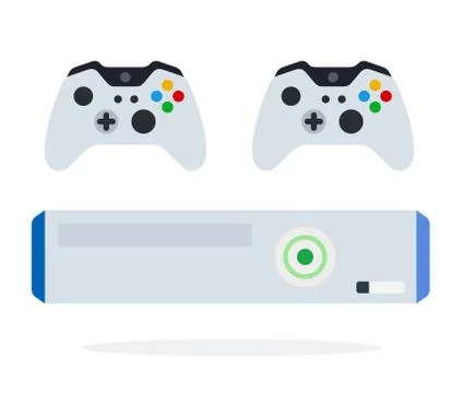Game console with controllers vector icon flat isolated Stock Illustration