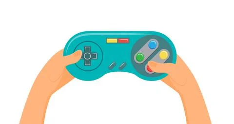 Game console, digital device for play in online video games in gamer hands Stock Illustration