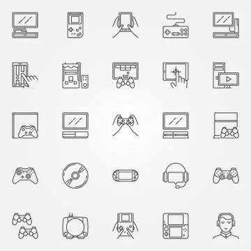 Game console icons set 스톡 일러스트