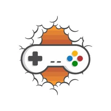 Game console joystick controller space cloud theme logo Stock Illustration